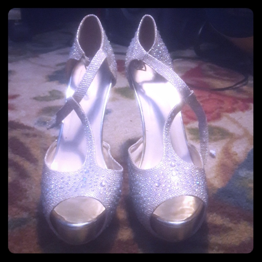 Silverdew open toe high heels for prom